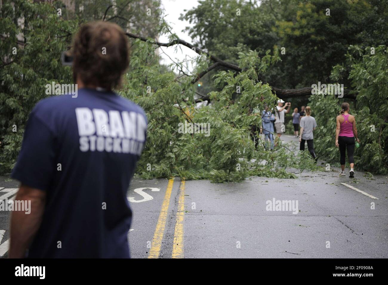 28 août 2011 - New York - séquelles dommages laissés à la suite de l'ouragan Irene, qui a été rétrogradé à une tempête tropicale comme il a fait la chute au-dessus de la ville, 28 août 2011, New York, NY. Photo Credit: Anthony Behar/Sipa Press/damasipatb.021/1108281919 Banque D'Images