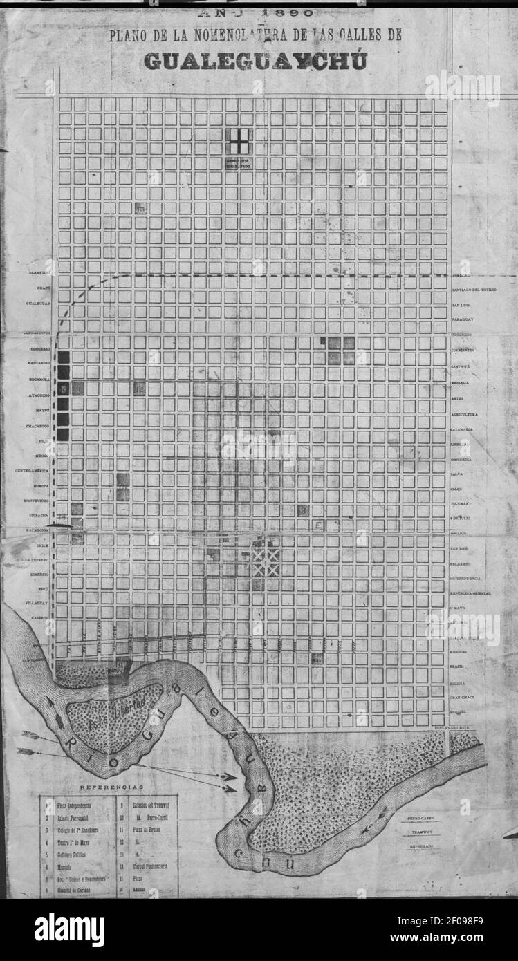 Plano de gualeguaychu en 1890. Banque D'Images