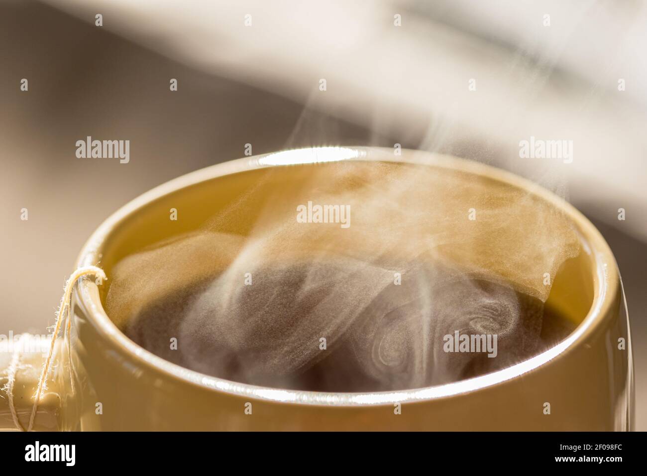 Faire cuire une boisson chaude dans une tasse en gros plan Banque D'Images