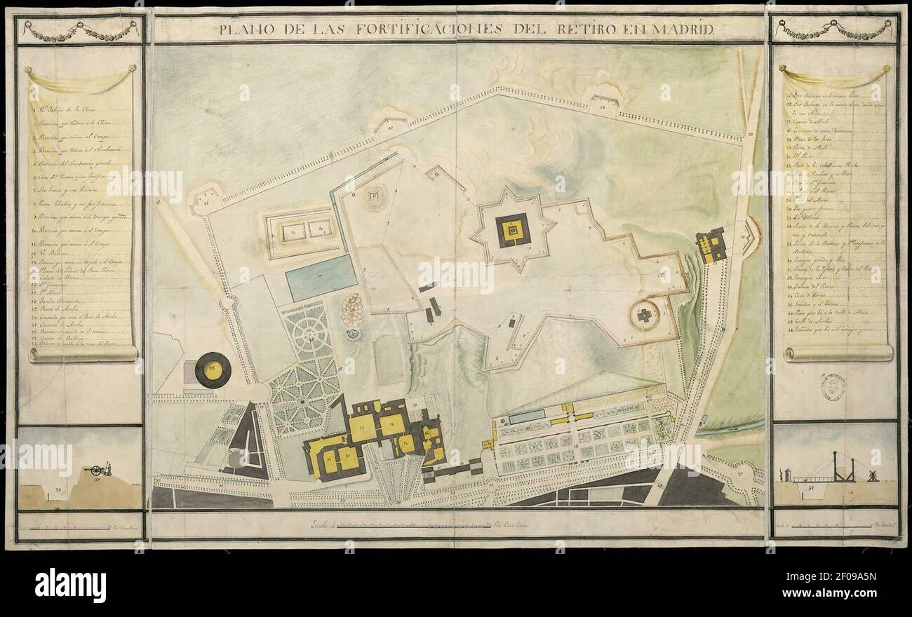 Plano de las fortificaciones francesas en el Buen Retiro 02. Banque D'Images
