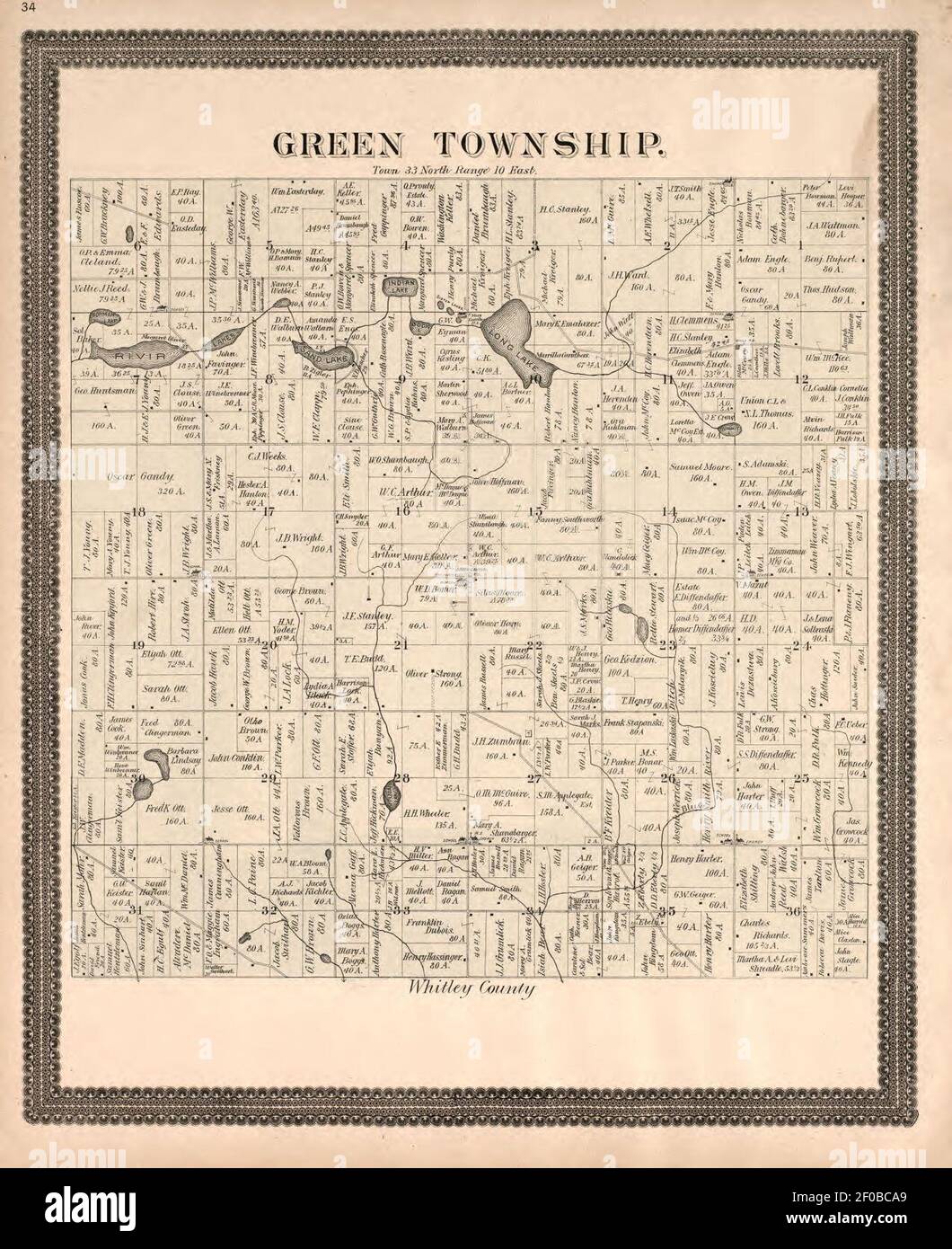 Livre de Plat et enregistrement statistique du comté de Noble, Indiana - contenant une brève histoire du comté, des cantons, des villes et des grandes villes, ainsi qu'une grande carte de l'Indiana et une carte de contour de Noble Banque D'Images