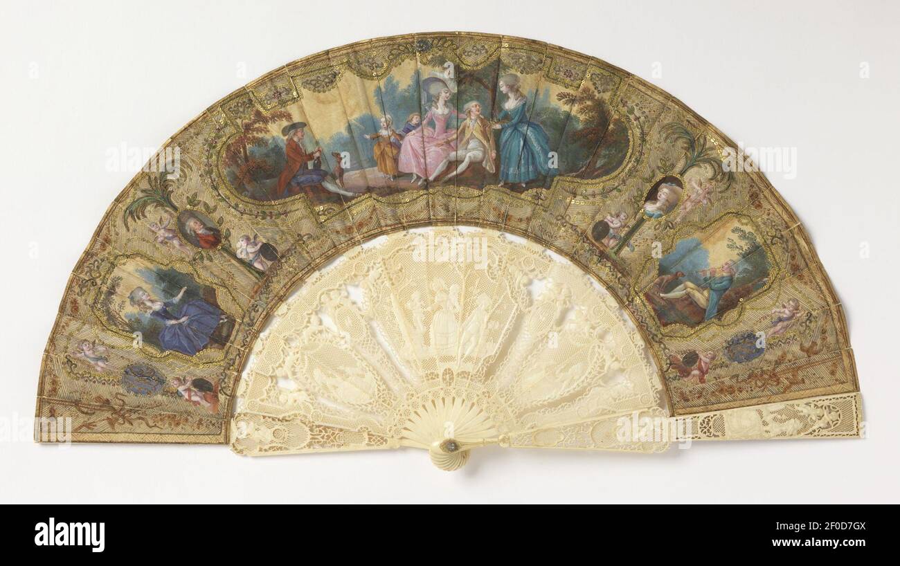 Éventail plissé (France), 1775–85 Banque D'Images