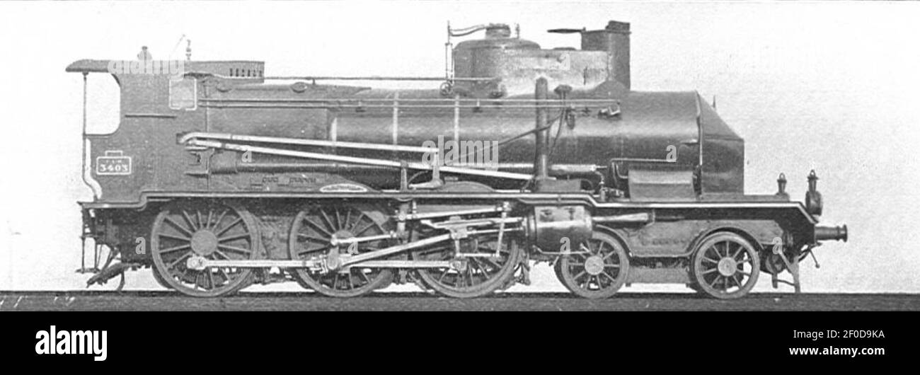 PLM Railway 4-6-0, locomotive, 3403 (Howden, Livre des locomotives pour garçons, 1907). Banque D'Images