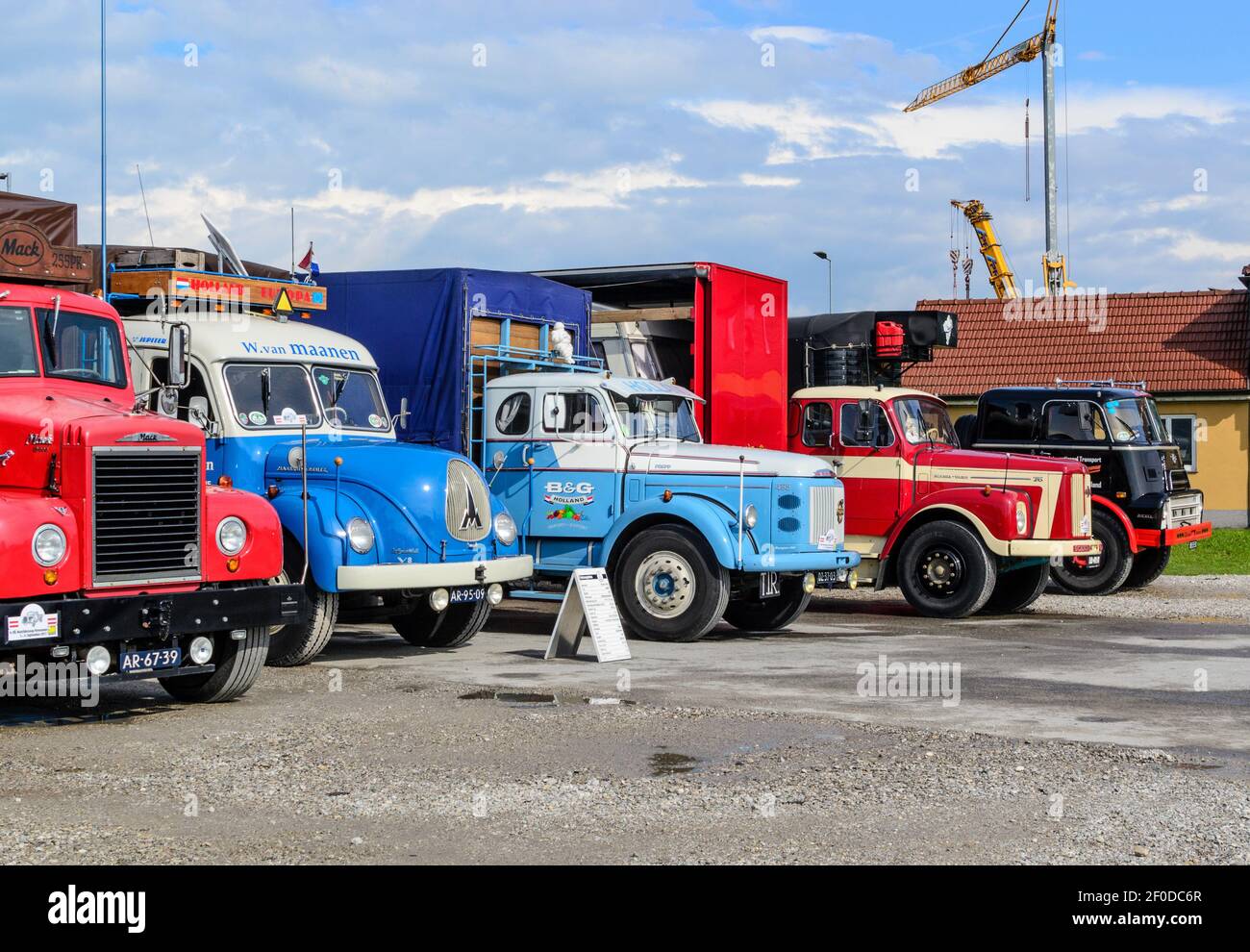 st.valentin, autriche, 01 septembre 2017, mack, magirus deutz, camions volvo, scania et daf lors d'une réunion des camions de l'ancien temps, réunion pour les camions d'époque et le trac Banque D'Images