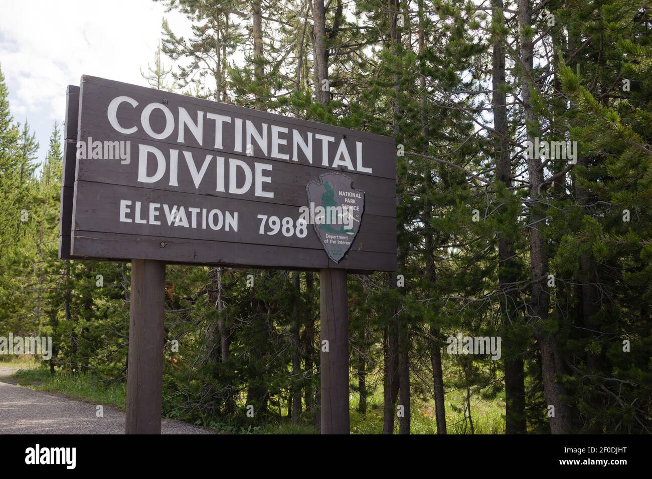 Marqueur de division continental NPS Wyoming Elevation 7988 Banque D'Images