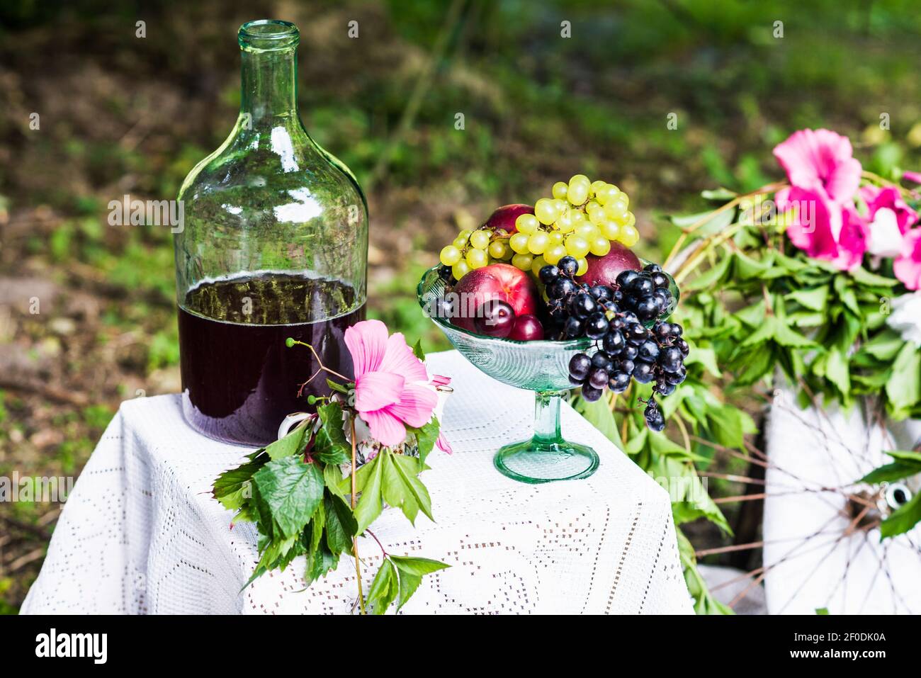 Encore vie de fruits, vin Banque D'Images