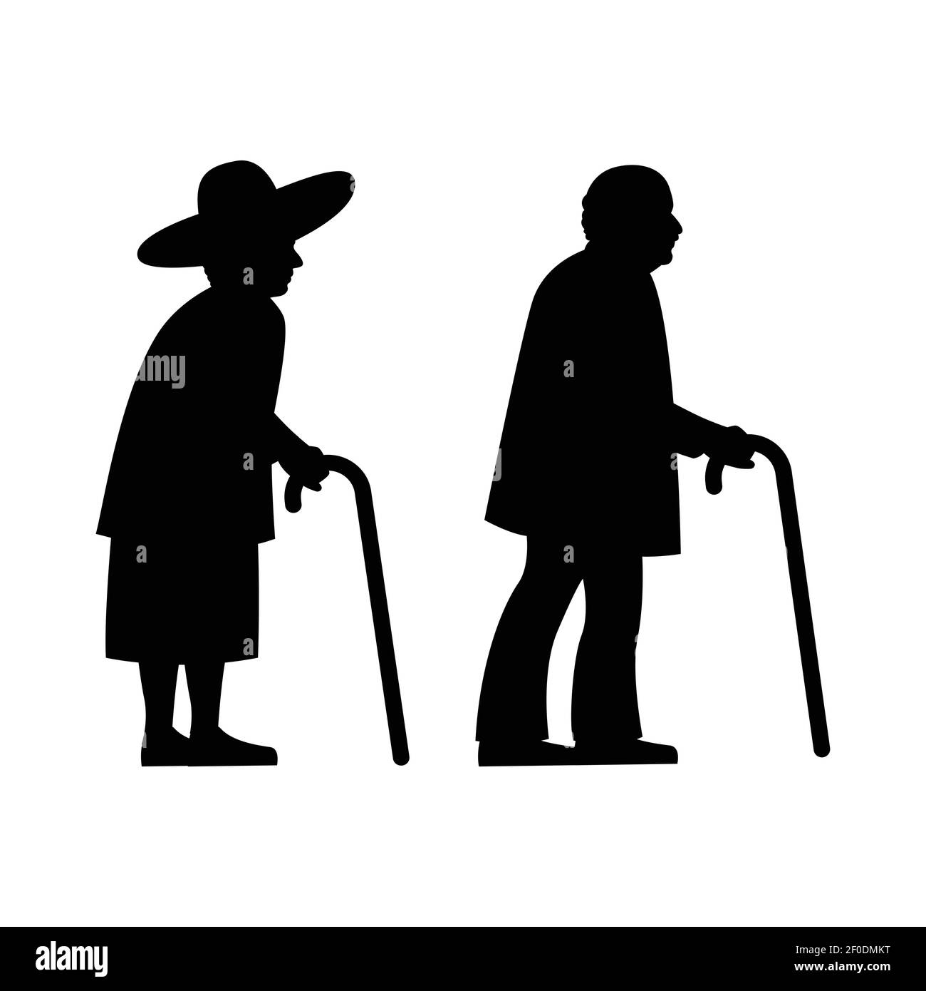 silhouette noire avec arrière-plan blanc isolé de deux olders, vecteur illustration Illustration de Vecteur