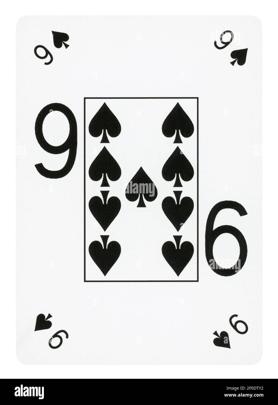 Neuf de pique jeu de carte - isolated on white (chemin inclus) Banque D'Images
