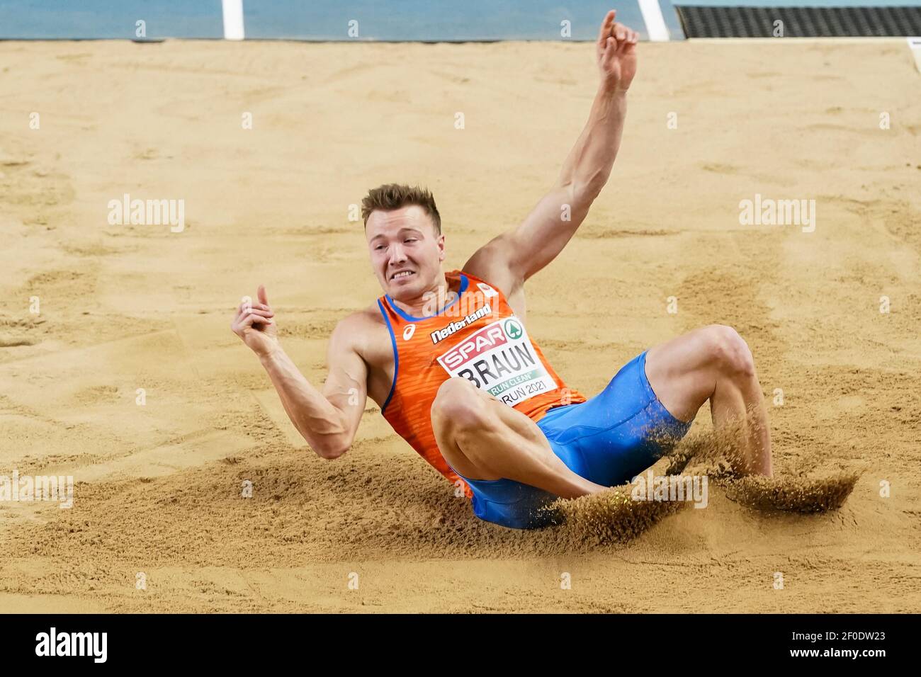 TORUN, POLOGNE - MARS 6: Pieter Braun des pays-Bas participant au saut long Heptathlon masculin lors du Championnat européen d'athlétisme en intérieur Banque D'Images