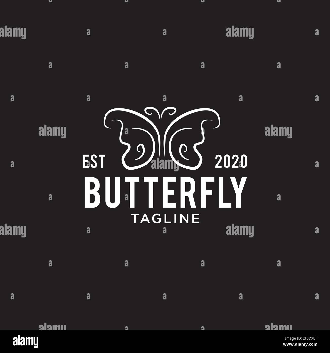 Modèle de conception simple avec logo papillon blanc Illustration de Vecteur