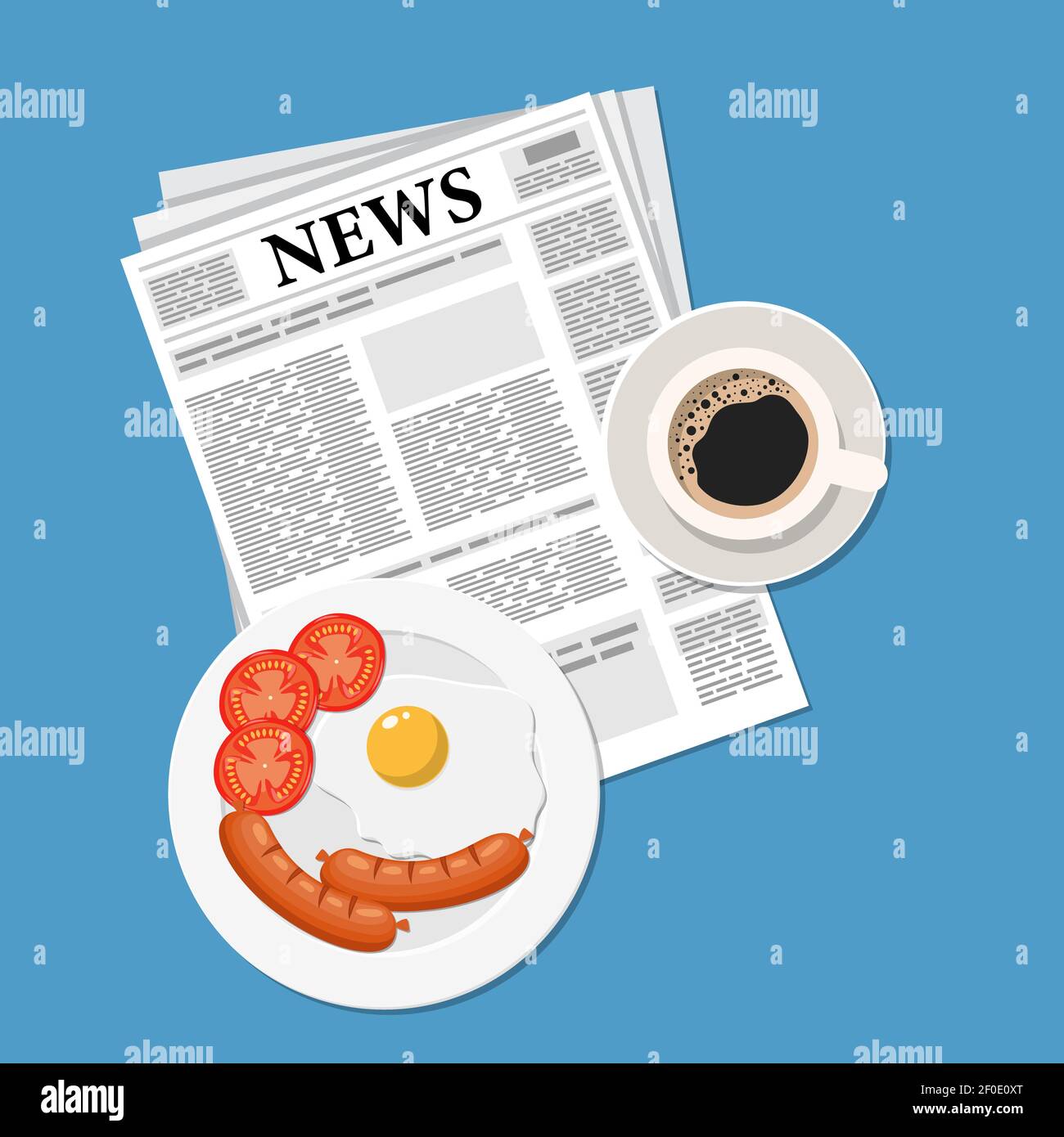 Petit-déjeuner avec café Illustration de Vecteur