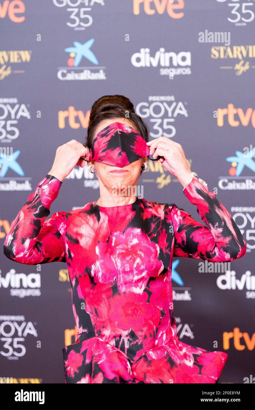 Malaga, Espagne. 6 mars 2021. L'actrice Maria Barranco assiste au tapis rouge précédant le Gala des Goya Awards 2021 à Malaga . 06 mars 2021. Photo d'Alterphotos/Francis González/ABACAPRESS.COM crédit: Abaca Press/Alay Live News Banque D'Images