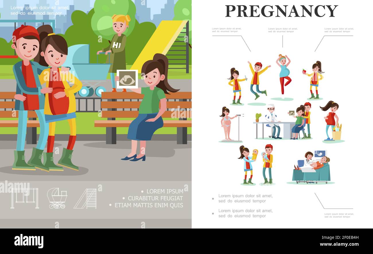 Concept de grossesse et de maternité à plat avec les futurs parents qui ...