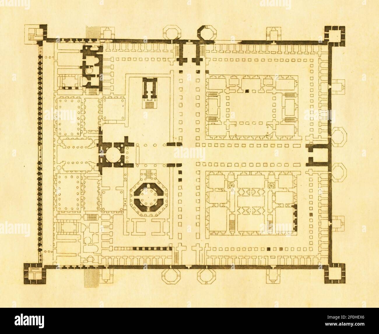 Gravure antique d'un plan d'étage du palais de Dioclétien à Split. Publié dans Systematischer Bilder-Atlas zum conversations-Lexikon, Ikonographische Banque D'Images