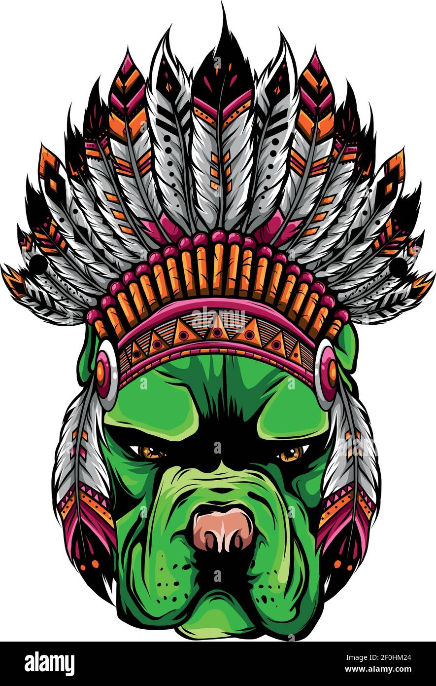 tête de chien pitbull avec chapeau indien, illustration vectorielle Illustration de Vecteur tête de chien pitbull avec chapeau indien, illustration vectorielle Illustration de Vecteur