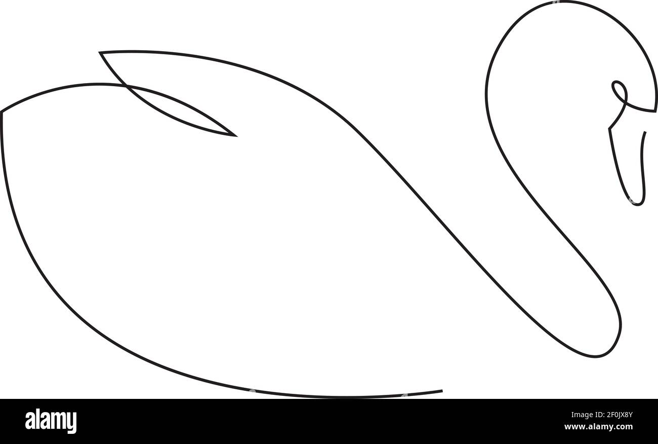 Silhouette de cygne à une ligne. Illustration vectorielle de style minimalisme dessinée à la main Illustration de Vecteur