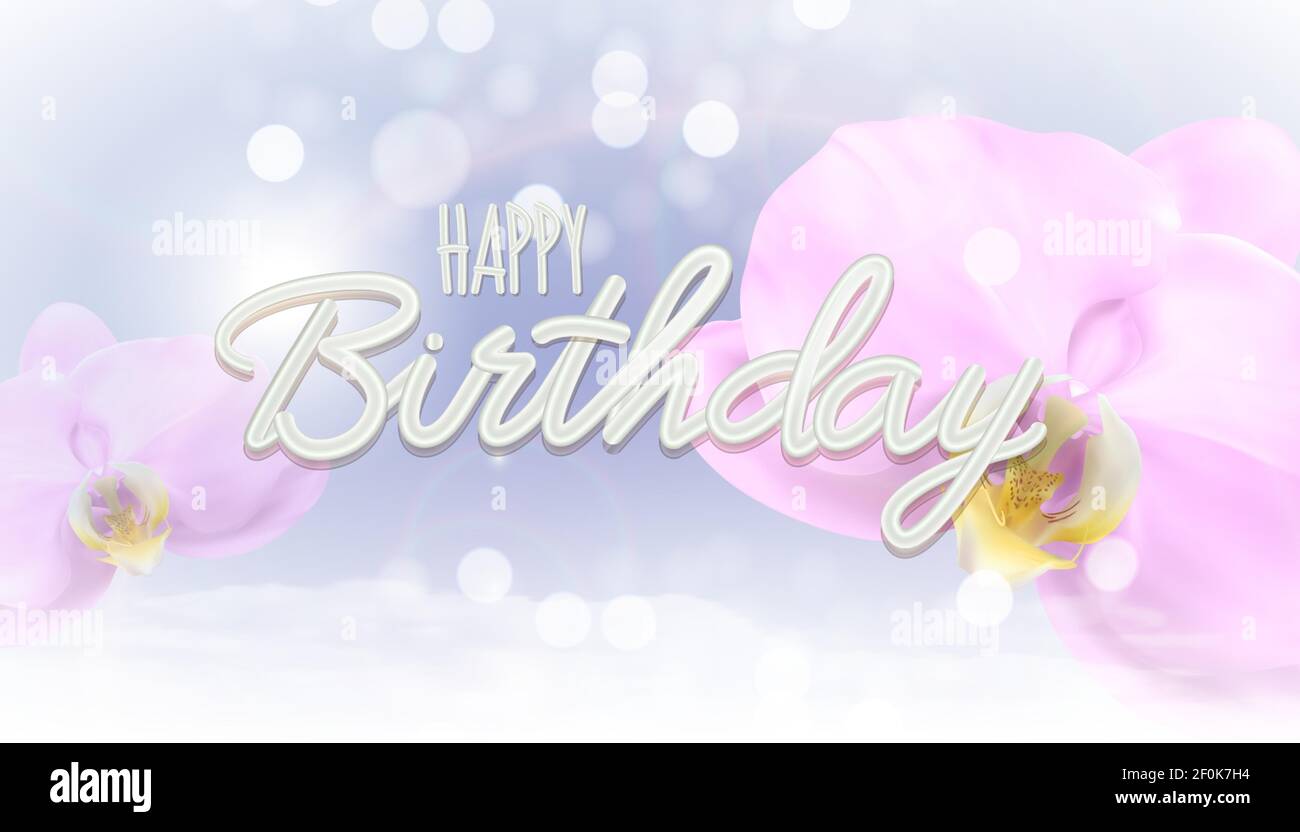 Arriere Plan Realiste De Fleurs D Orchidees En 3d Concept De Joyeux Anniversaire Arriere Plan Illustration Vectorielle Eps10 Image Vectorielle Stock Alamy