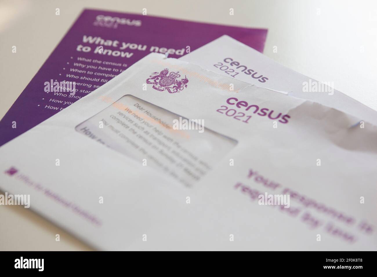 Londres, Royaume-Uni, 7 mars 2021 : des lettres de recensement avec des codes d'accès numériques uniques ont été envoyées à tous les ménages du Royaume-Uni. Le recensement a lieu le dimanche 21 mars 2021 et il est obligatoire pour tout le monde de participer. Anna Watson/Alay Live News Banque D'Images