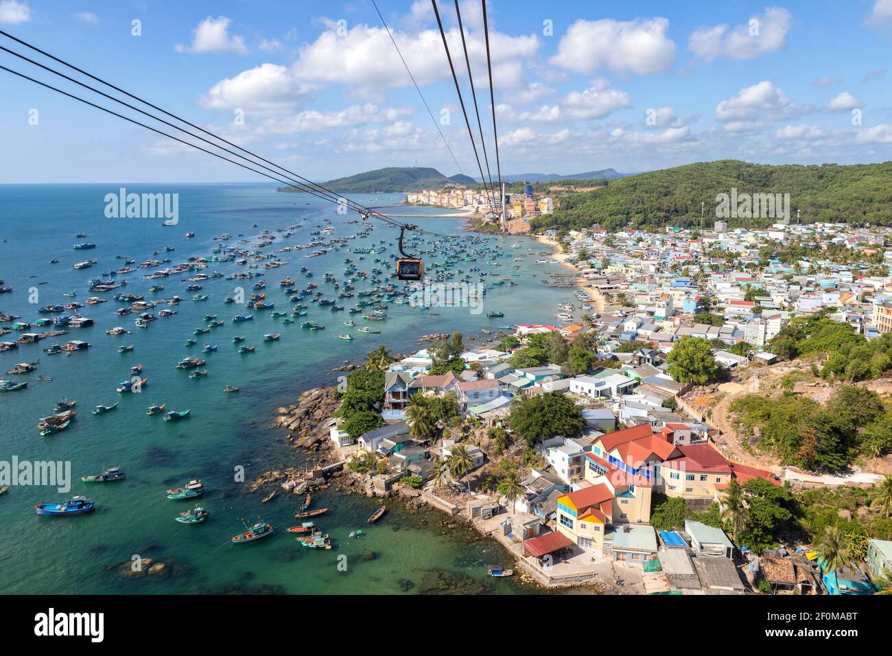 Vue aérienne du téléphérique de l'île de Phu Quoc, Vietnam Banque D'Images