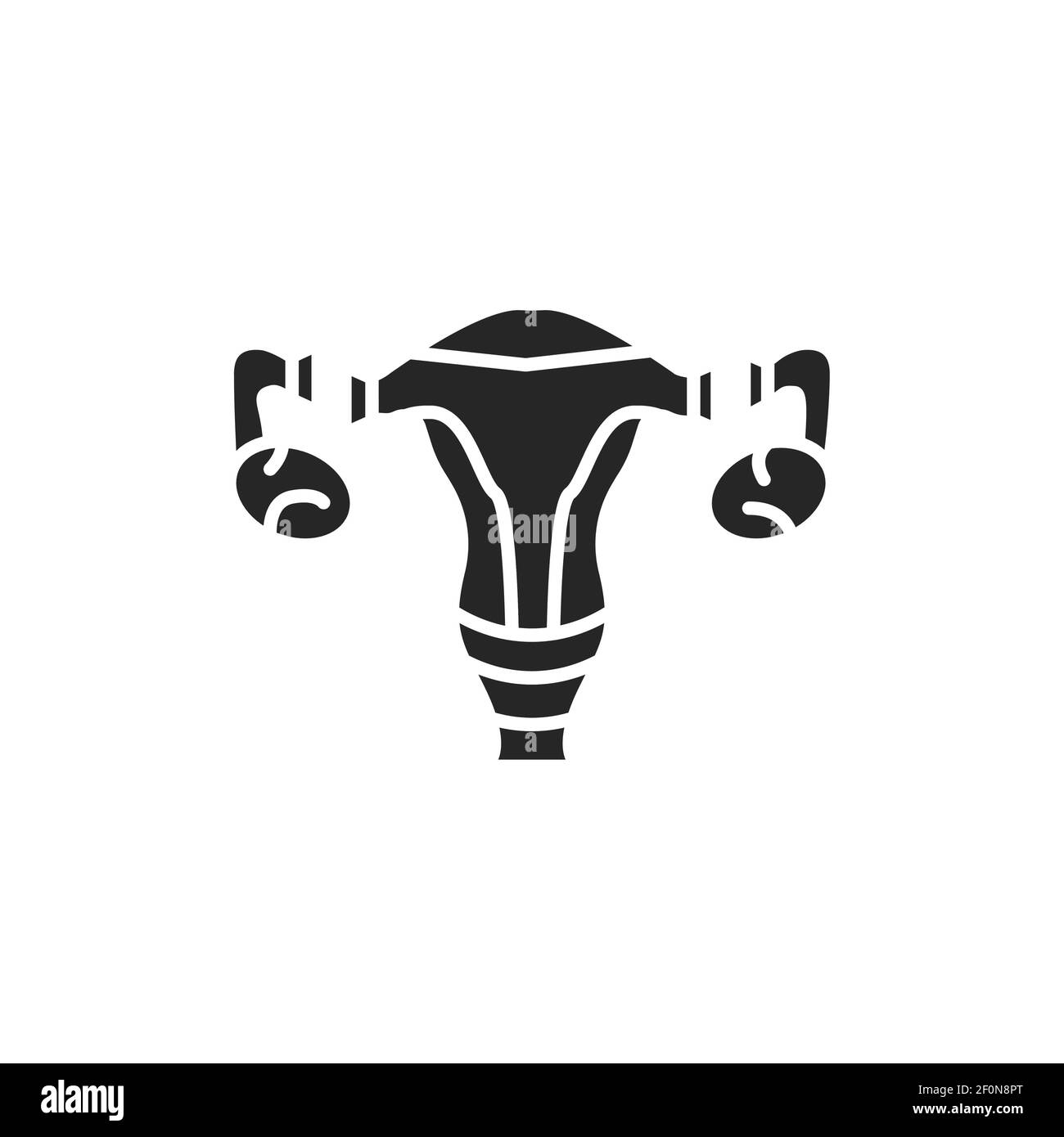 Icône en glyphe noir de stérilisation féminine. Ligature des trompes