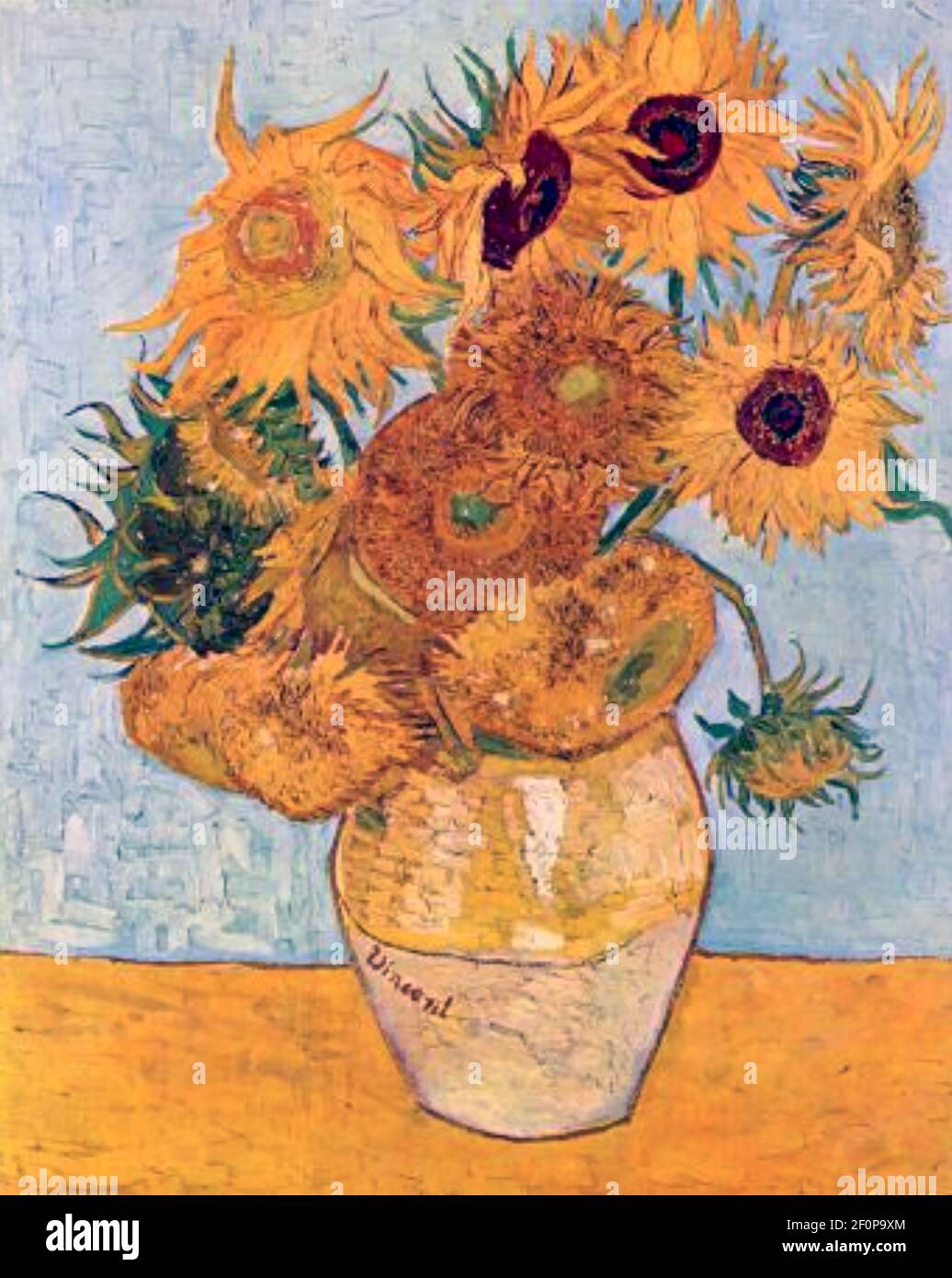 VINCENT van GOGH (1853-1890) peintre néerlandais. Indexé comme F375 - une des plusieurs versions de ses Sunflowers Banque D'Images