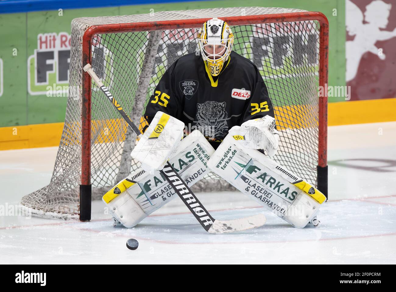 06 mars 2021, Hessen, Francfort-sur-le-main : gardien de but Timo Herden (Bayreuth Tigers, 35). DEL 2 jeu de hockey sur glace entre les Loewen Frankfurt et les Bayreuth Tigers le 6 mars à l'Eissporthalle Frankfurt am main. Photo: Jürgen Kessler/dpa Banque D'Images