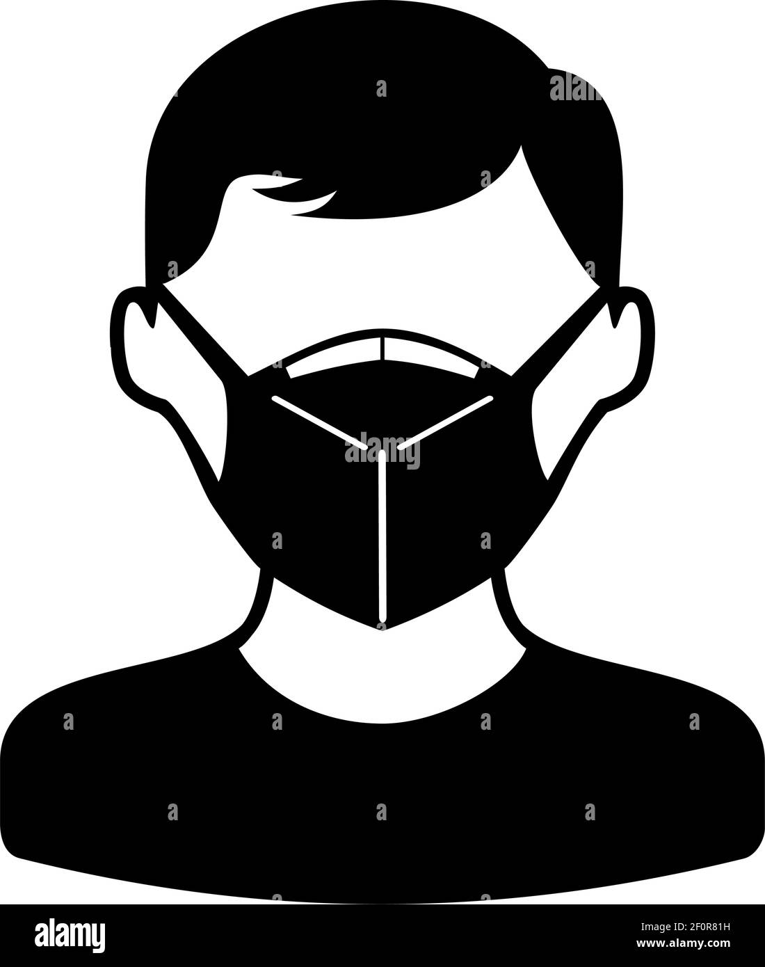 Homme plein visage en masque de protection. Sécurité industrielle masque N95, masque de protection contre la poussière et masque respiratoire médical. Icône Vector Flat Illustration de Vecteur