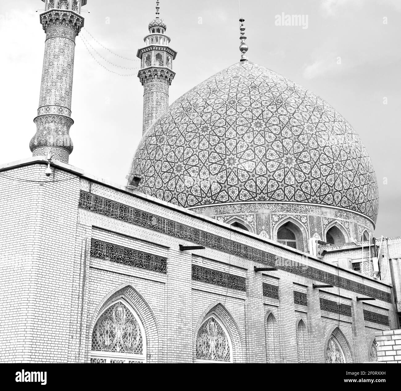 En iran et ancienne mosquée minaret Banque D'Images