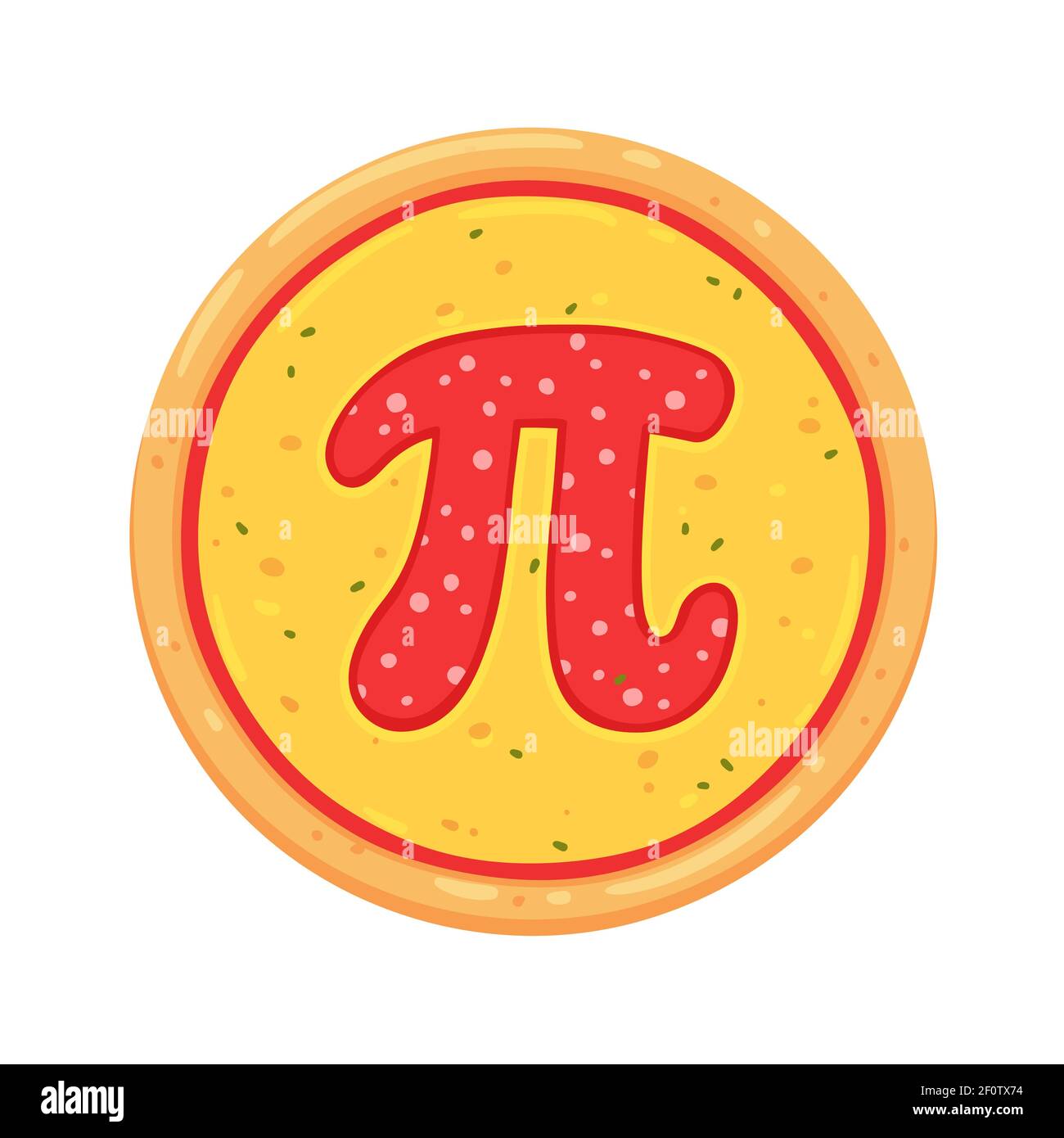 Pizza avec pepperoni lettre Pi. Dessin de dessin animé simple, illustration de clip art vectoriel. Illustration de Vecteur