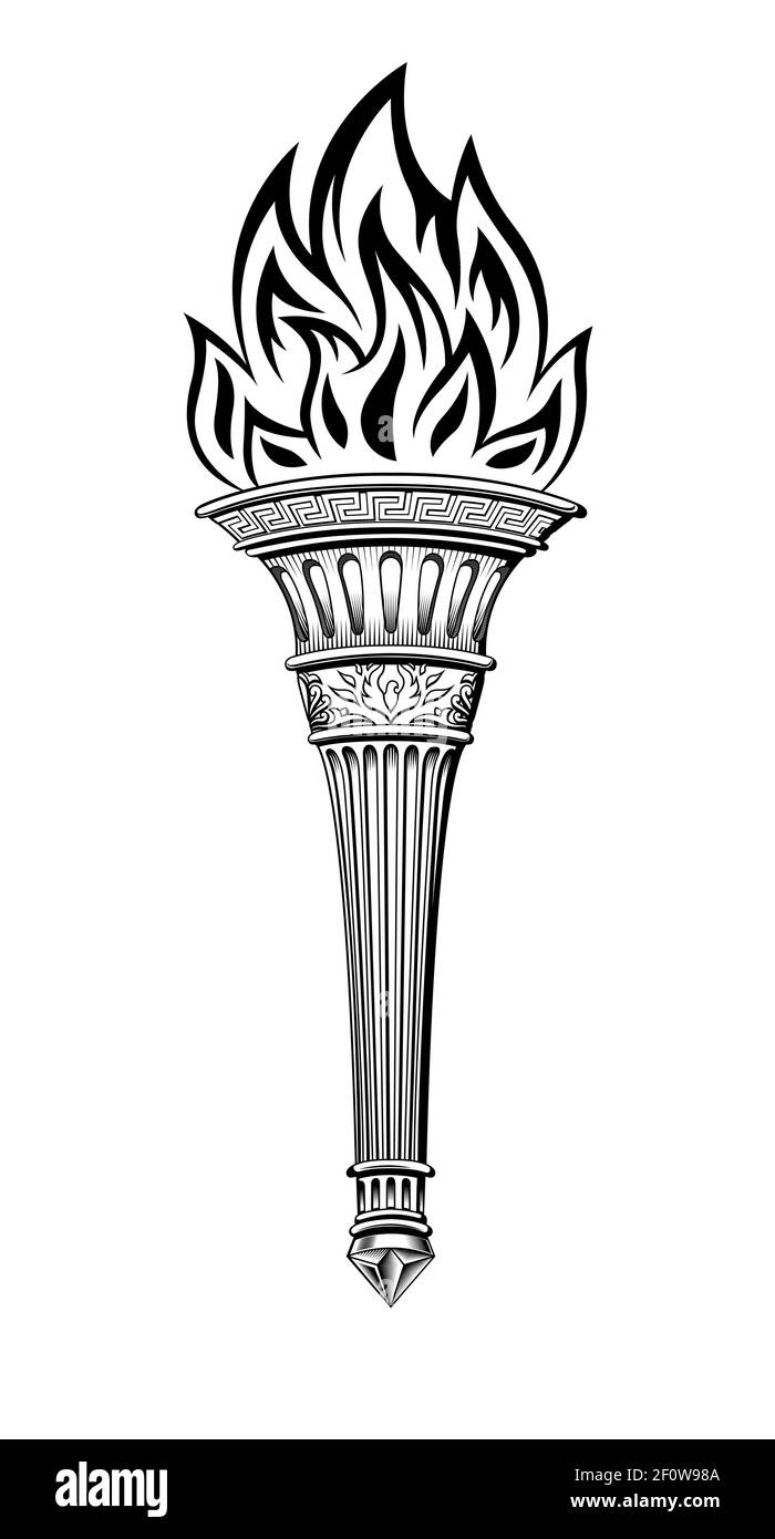 Torche antique avec le feu de Prométhée Image Vectorielle Stock - Alamy