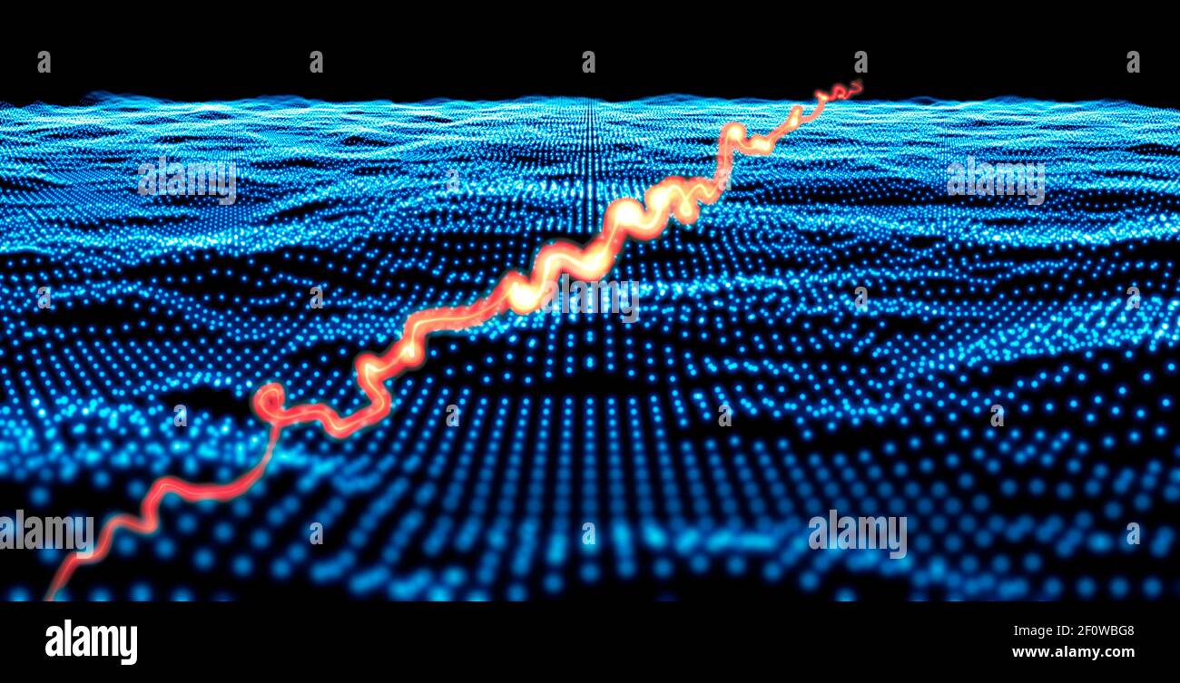 Vitesse de connexion Internet, technologie et terre en points, hackers et intrusion dans les systèmes informatiques, impulsion électromagnétique. Flux d'énergie Banque D'Images