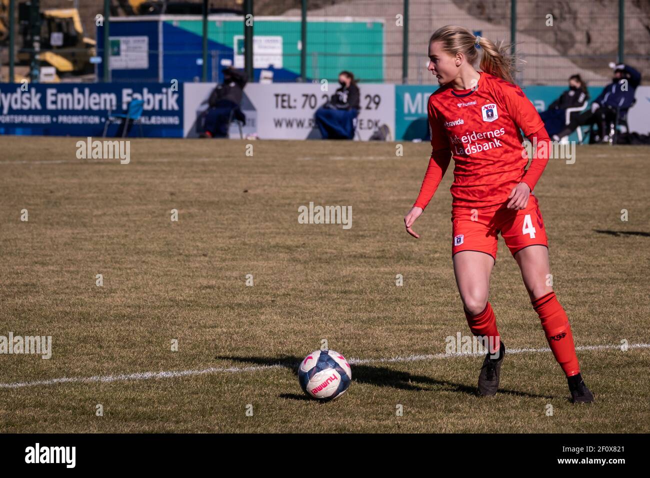 Brondby, Danemark. 07e mars 2021. Sofie Vendelbo (4) d'Aarhus GF vu dans le Gjensidige Kvindeliga match entre et Broendby IF v Aarhus GF dans Brondby. (Crédit photo : Gonzales photo/Alamy Live News Banque D'Images