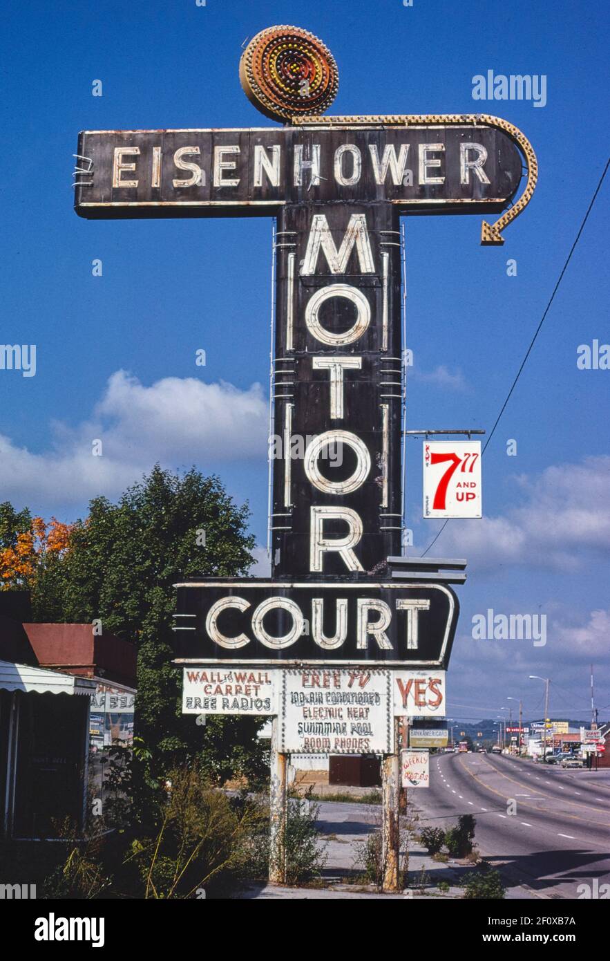 Panneau Eisenhower Motor court route 411 Newport Tennessee ca. 1979 Banque D'Images