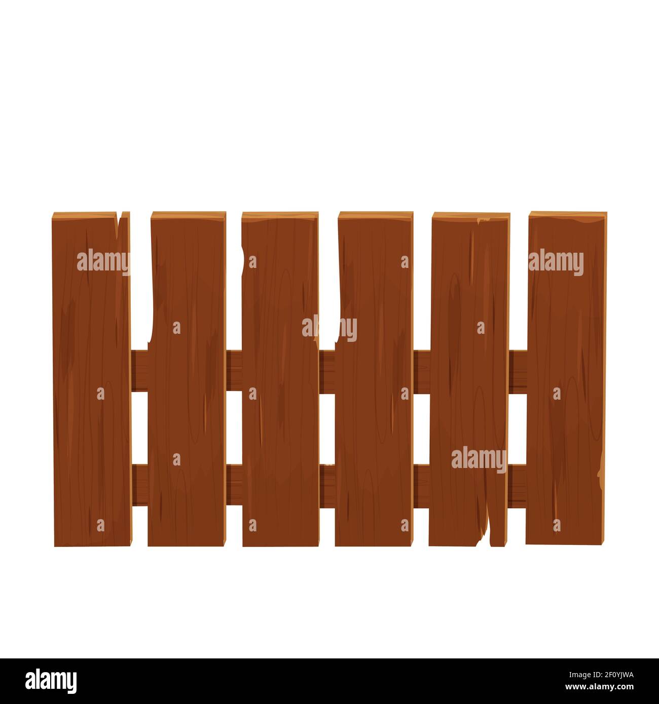 Clôture de bande dessinée en bois texturée, détaillée isolée sur fond ...