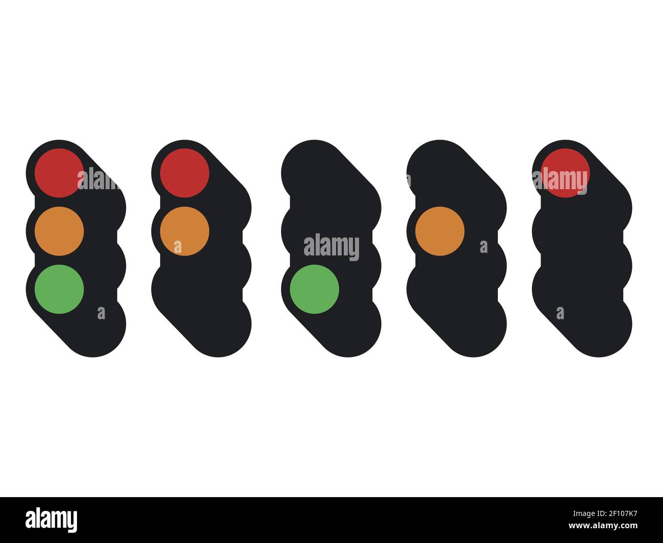 Feux de circulation. Phases de différenciation, étapes de feux de signalisation de couleur verte à rouge et jaune. Objet isolé sur un backgrou blanc Illustration de Vecteur