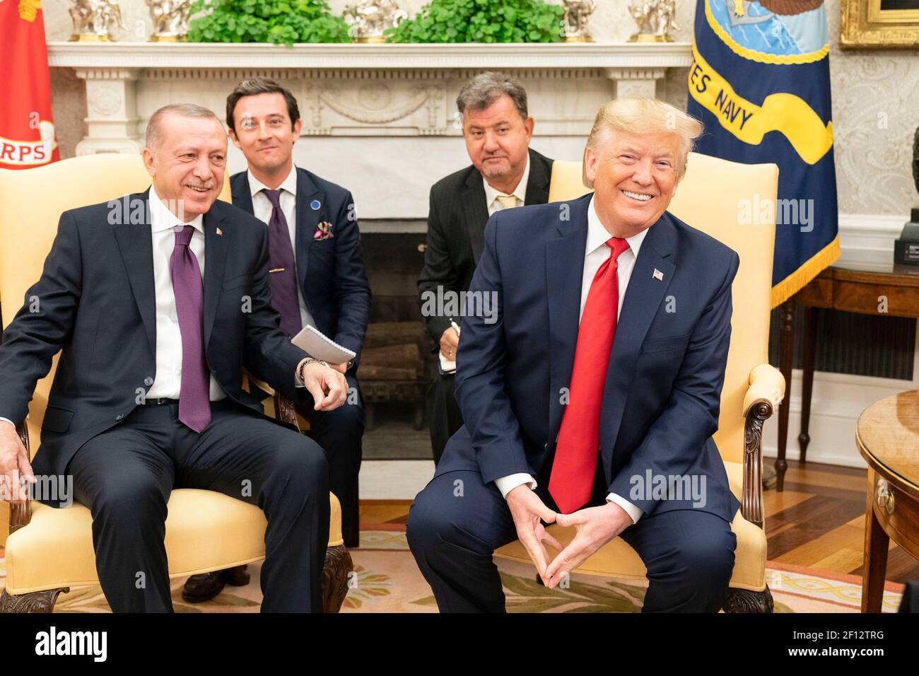 Le président Donald Trump rencontre le président turc Recep Tayyip Erdogan le mercredi 13 2019 novembre dans le bureau ovale de la Maison Blanche. Banque D'Images