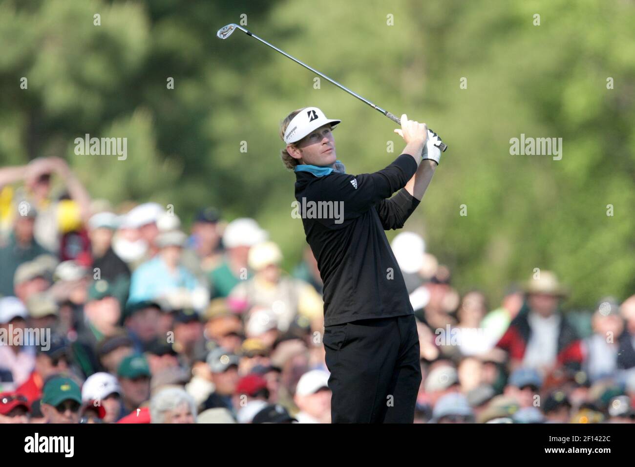 Brandt Snedeker a décroché son tee-shirt au N° 12 lors de la dernière partie du tournoi Masters au Augusta National Golf Club, dimanche 13 avril 2008, à Augusta, Géorgie. (Photo de Gerry Melendez/The State/MCT/Sipa USA) Banque D'Images