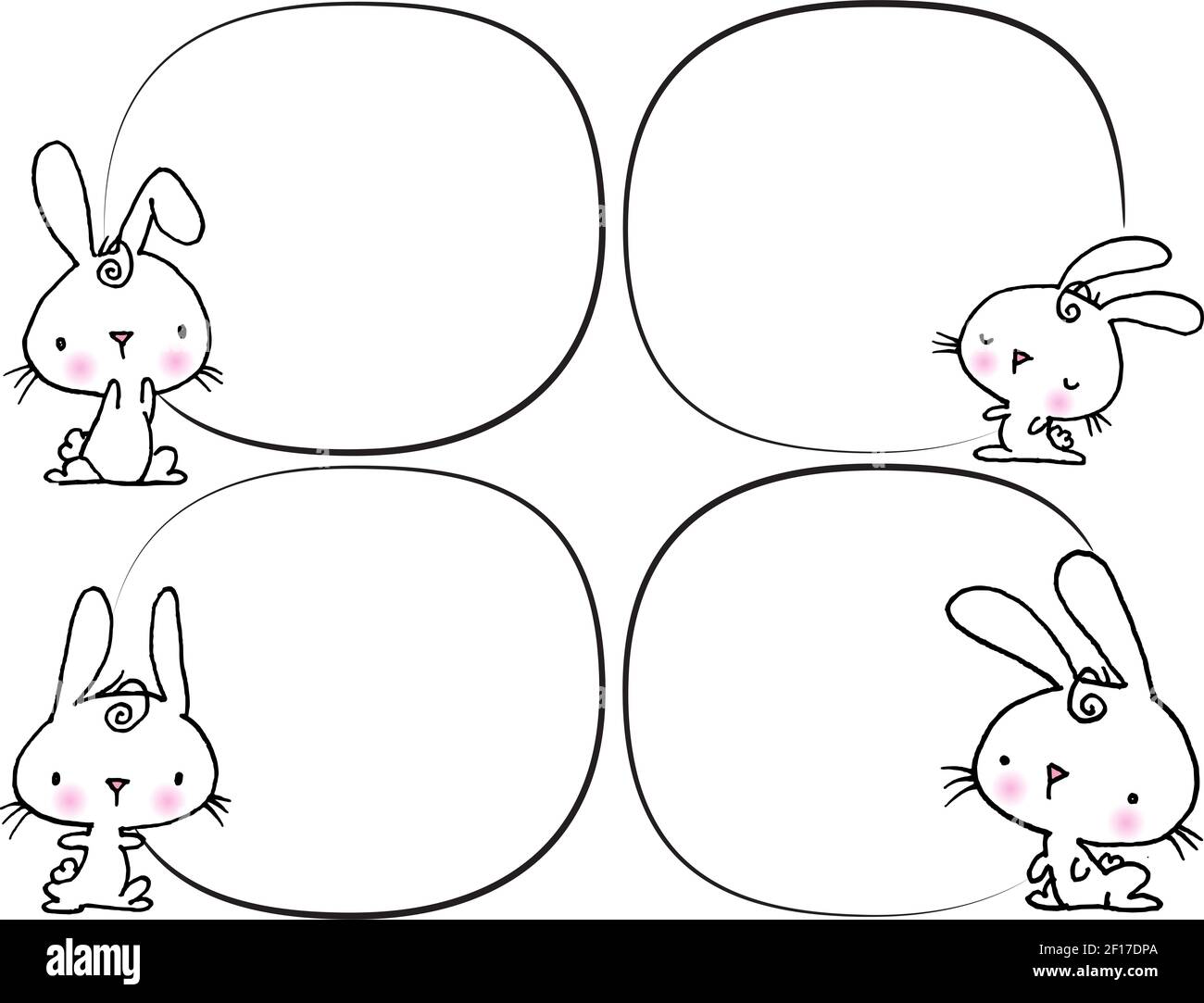 Ensemble de bulles de discours de lapin de dessin animé vectoriel Banque D'Images