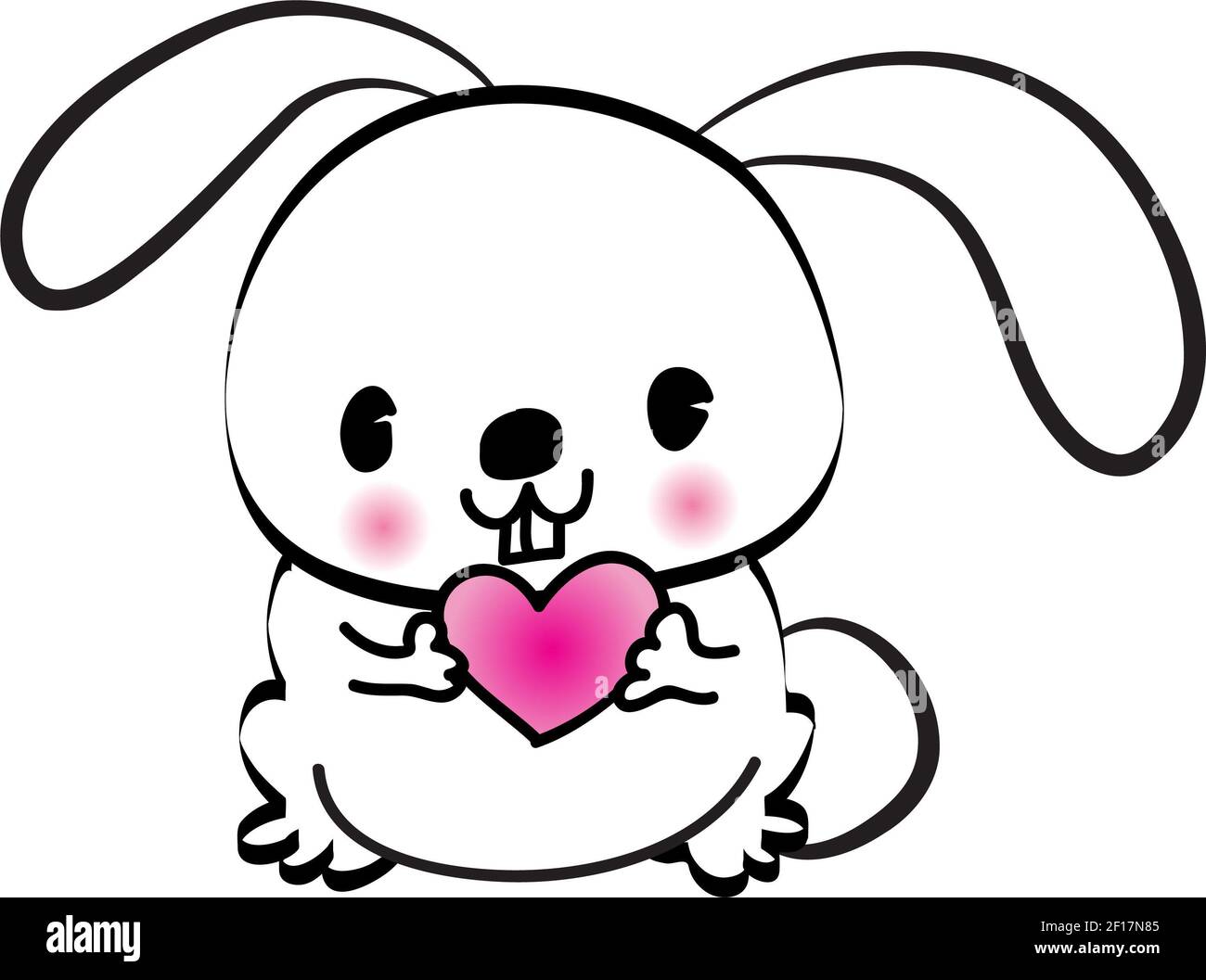 Dessin animé vectoriel lapin amour Banque D'Images