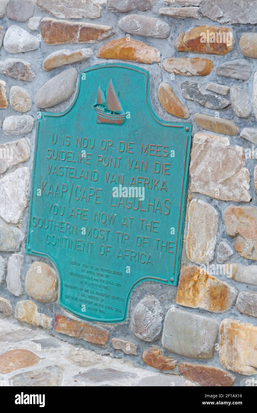 En afrique du Sud signe du point le plus sud africain Banque D'Images