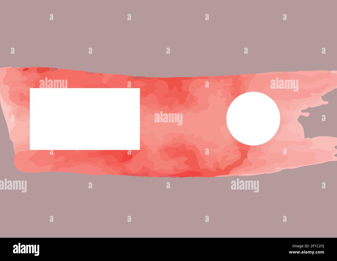 Composition de fond gris avec pinceau horizontal rose et cercle et l'espace de copie rectangle Banque D'Images