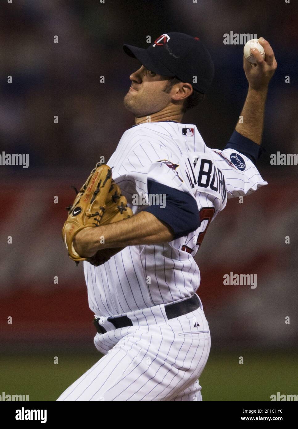 Le lanceur Nick Blackburn lance les Twins du Minnesota contre le Boston Red Sox, le mardi 26 mai 2009, au Metrodome de Minneapolis, Minnesota. (Photo de David Brewster/Minneapolis Star Tribune/MCT/Sipa USA) Banque D'Images