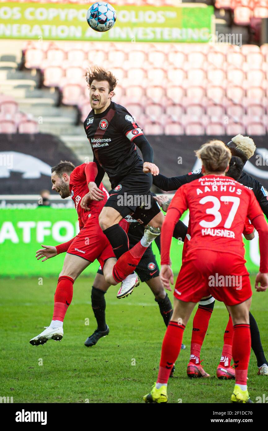 Herning, Danemark. 07e mars 2021. Erik Sviatchenko (28) du FC Midtjylland vu pendant le match 3F Superliga entre le FC Midtjylland et le GF d'Aarhus au stade MCH à Herning. (Crédit photo : Gonzales photo/Alamy Live News Banque D'Images