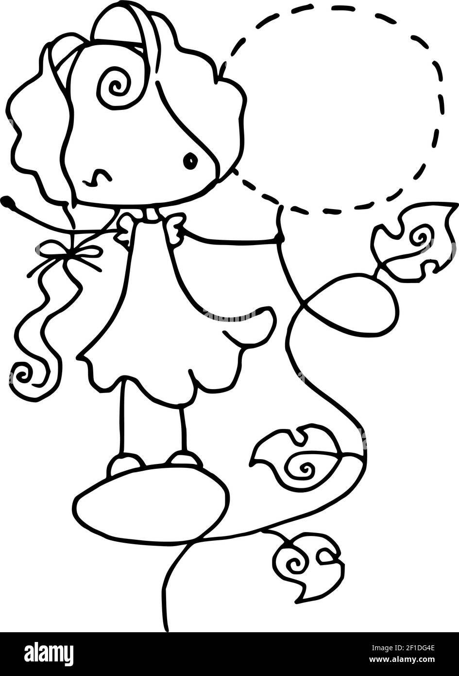 dessin animé vectoriel, veuillez tracer la bulle circulaire Banque D'Images