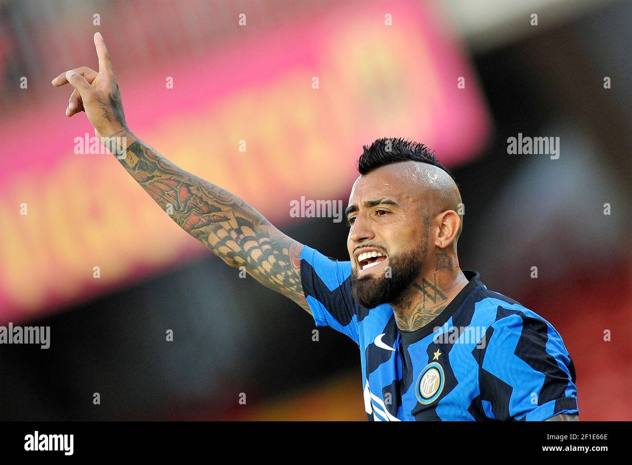 Arturo Vidal joueur d'Inter, pendant le match de la ligue italienne de football Serie A entre Benevento vs Inter résultat final 2-5, match joué à la Banque D'Images