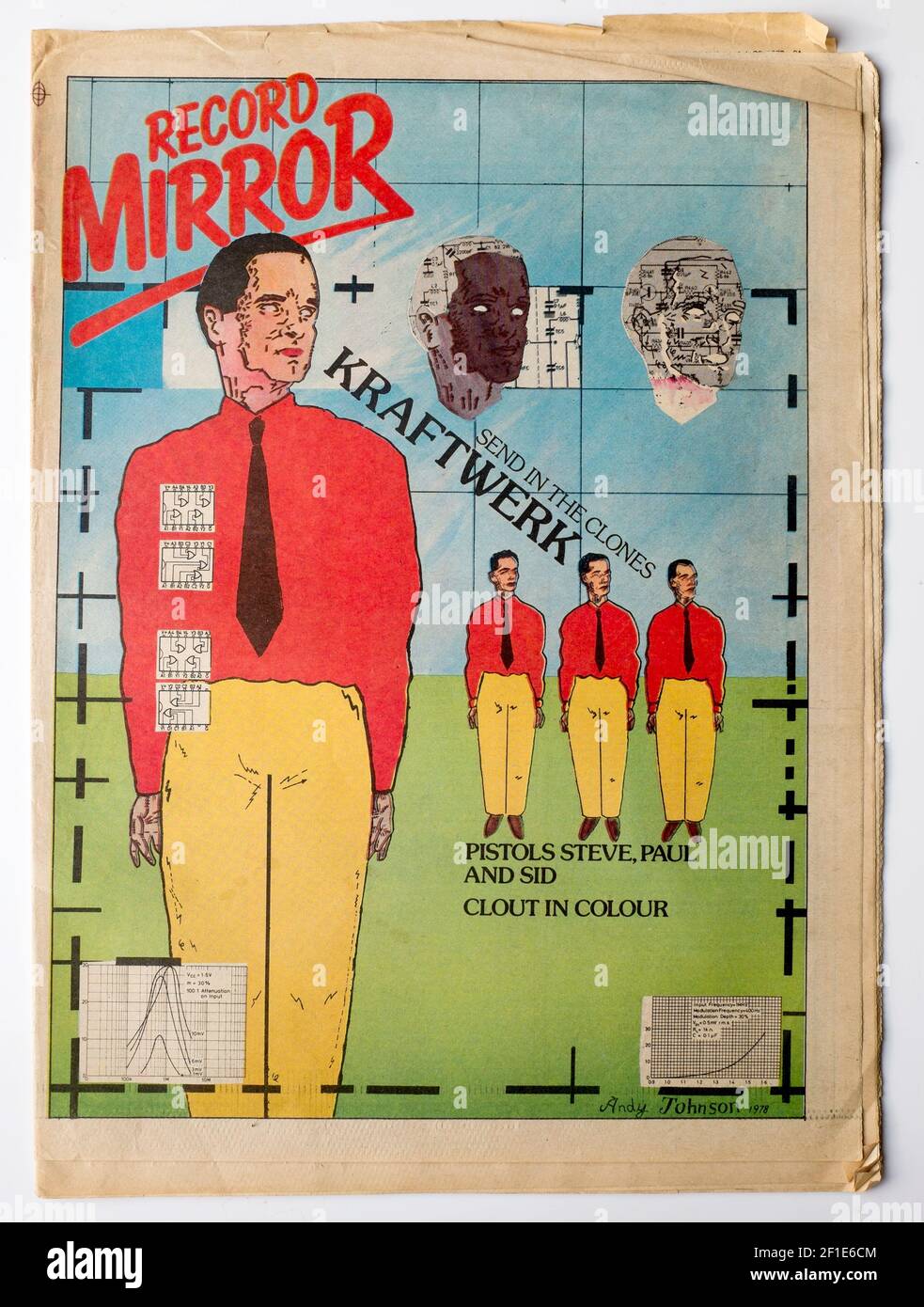 Old Vintage édition des années 1970 de Record Mirror Pop Music Magazine Couvercle Kraftwerk Banque D'Images