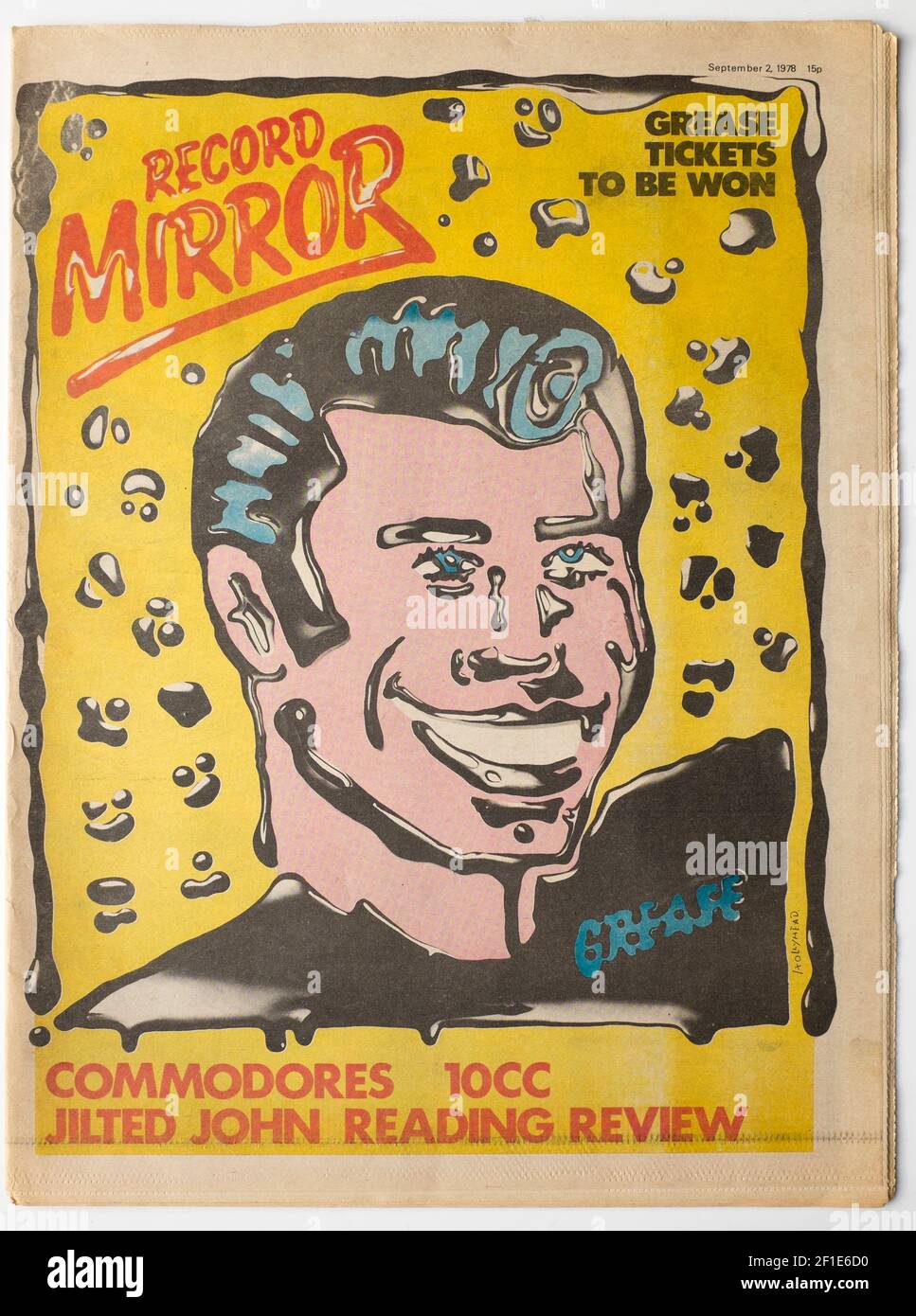Old Vintage édition des années 1970 de Record Mirror Pop Music Magazine Couverture de John Travolta Banque D'Images