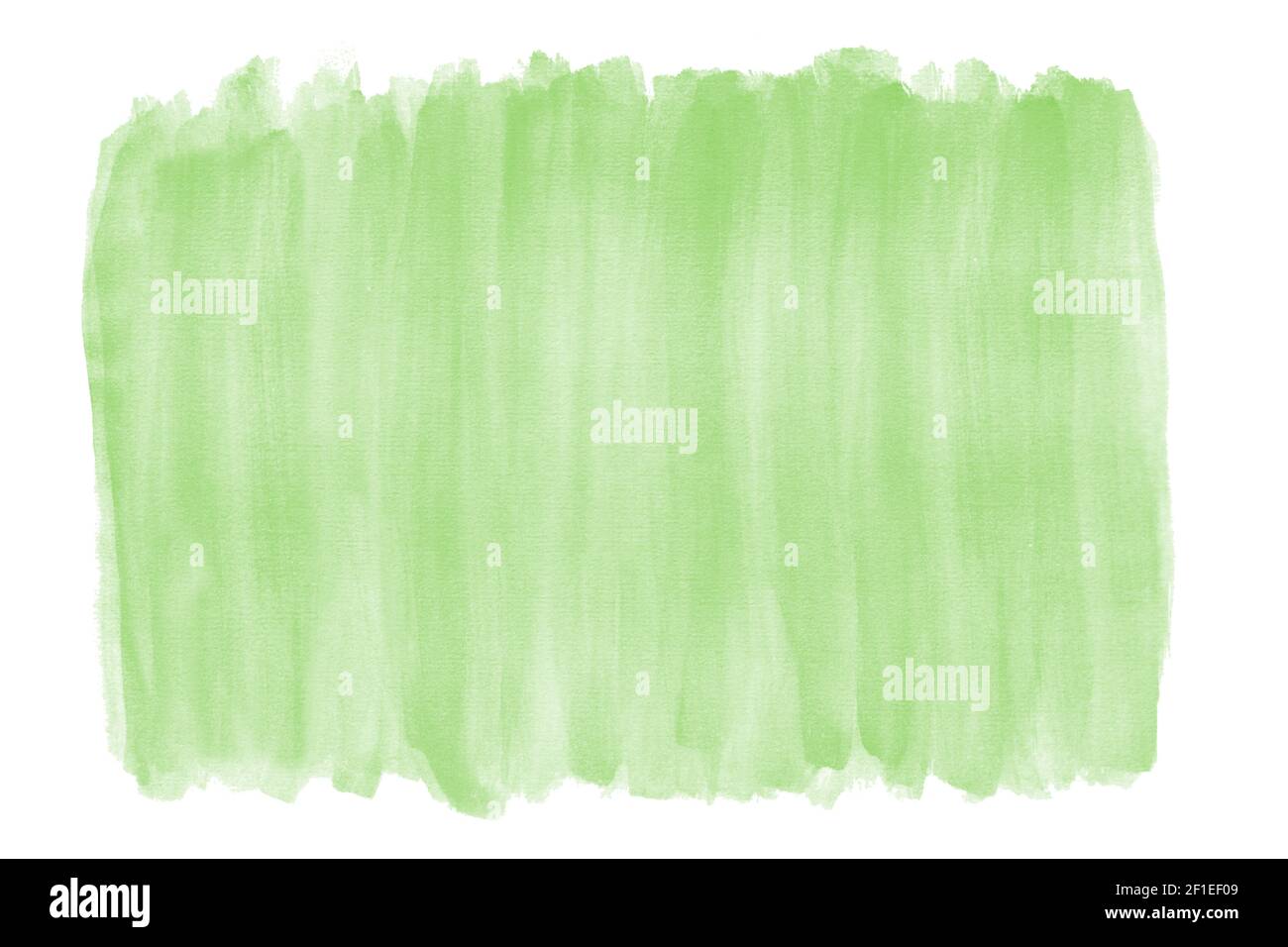 fond vert clair aquarelle avec texture de pinceau et bords rugueux isolé sur blanc Banque D'Images
