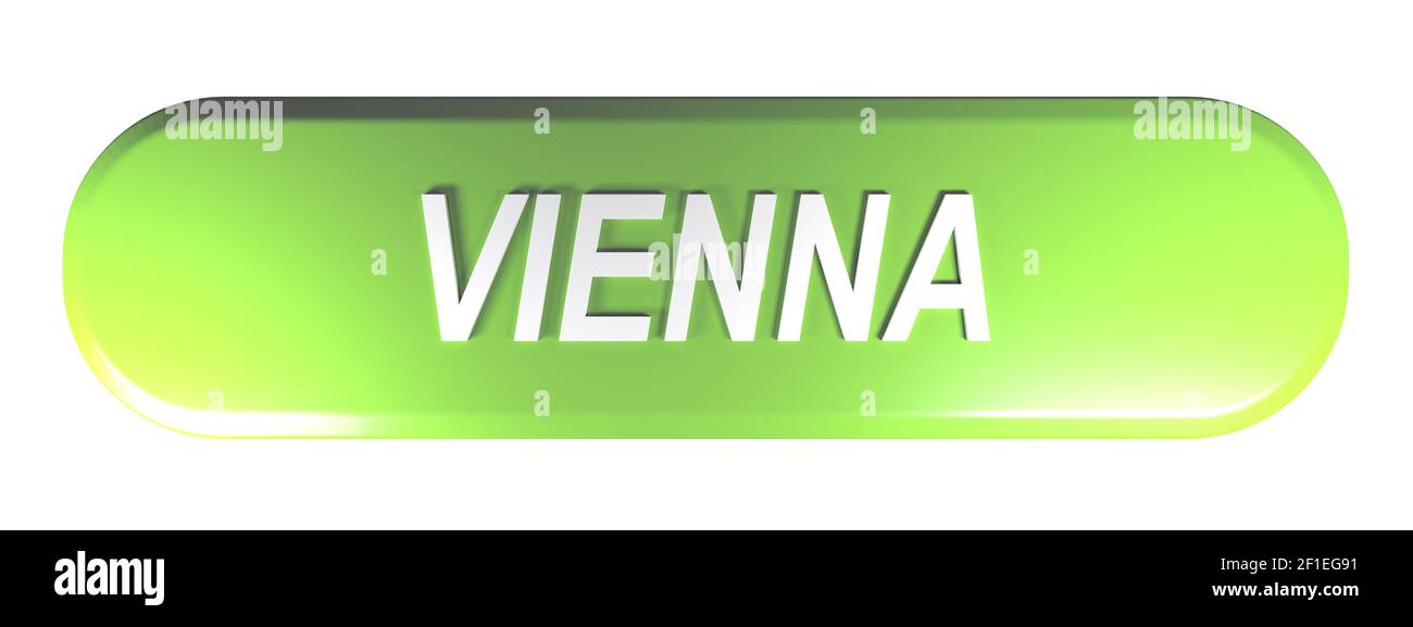 BOUTON-poussoir RECTANGLE arrondi vert VIENNE - illustration du rendu 3D Banque D'Images