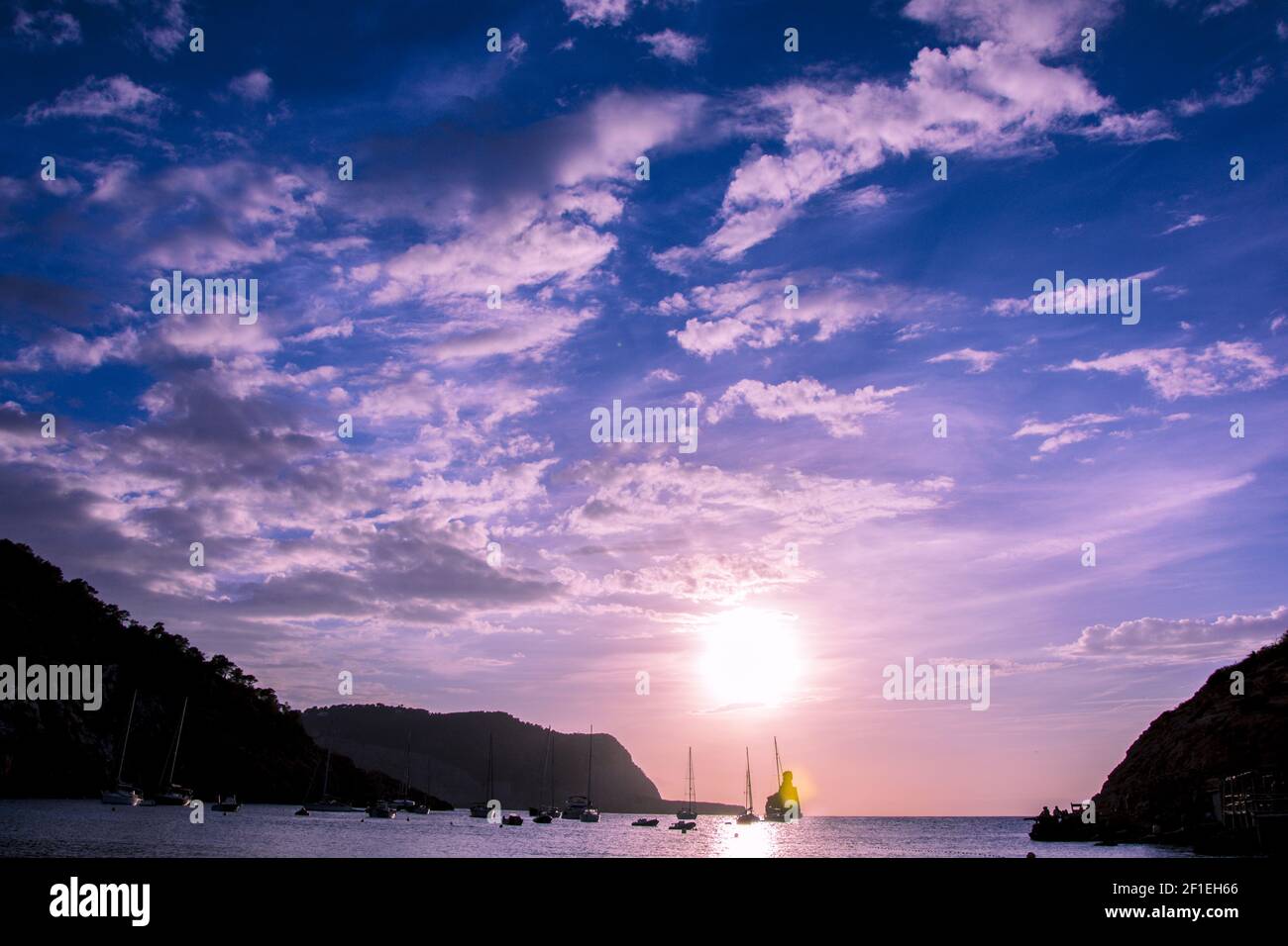 Île d'Ibiza, coucher de soleil doux et calme Banque D'Images